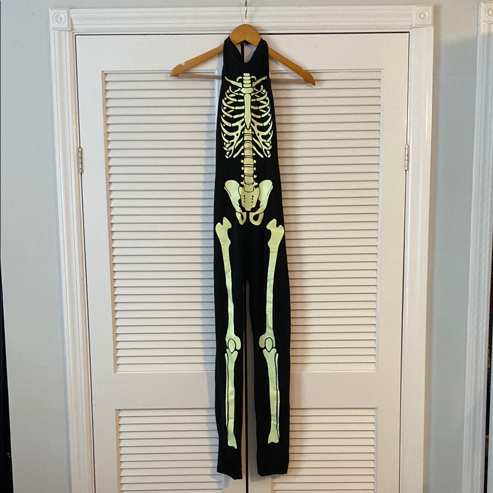 Dolls Kill halter catsuit NWT - glow in the dark skeleton